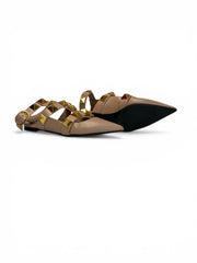 Valentino Garavani Rockstud Ballerina Flats Dusty Pink Leather Studded - Size 38