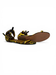 Aquazzura Multicolor Python Ankle Strap Flat Sandals Yellow Black Snakeskin Lace-Up - Μέγεθος 40