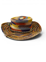 Ibo-Maraca Multicolor Handwoven Raffia Hat - Size Medium