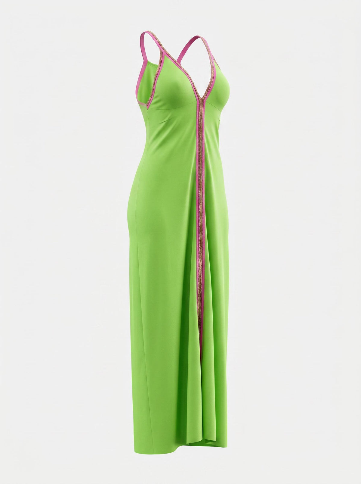 Pitusa Inca Sundress Neon Green with Pink Trim – Size Standard