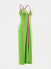 Pitusa Inca Sundress Neon Green with Pink Trim – Size Standard
