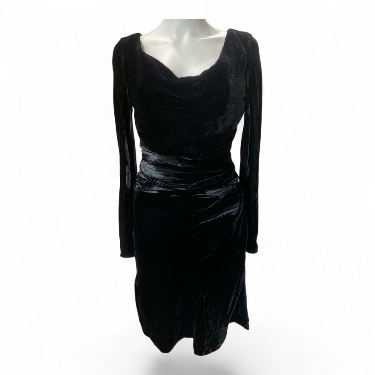 Prada Black Velvet Long-Sleeve Dress – Size 42