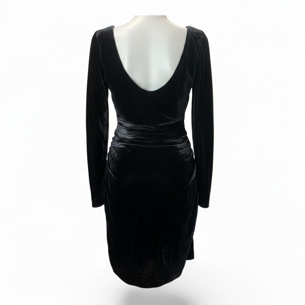 Prada Black Velvet Long-Sleeve Dress – Size 42