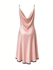 Prada Satin Slip Midi Dress – Pink & Black – Size 44