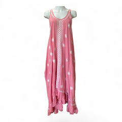 Pranella Embroidered Maxi Dress – Pink & White – Size S/M
