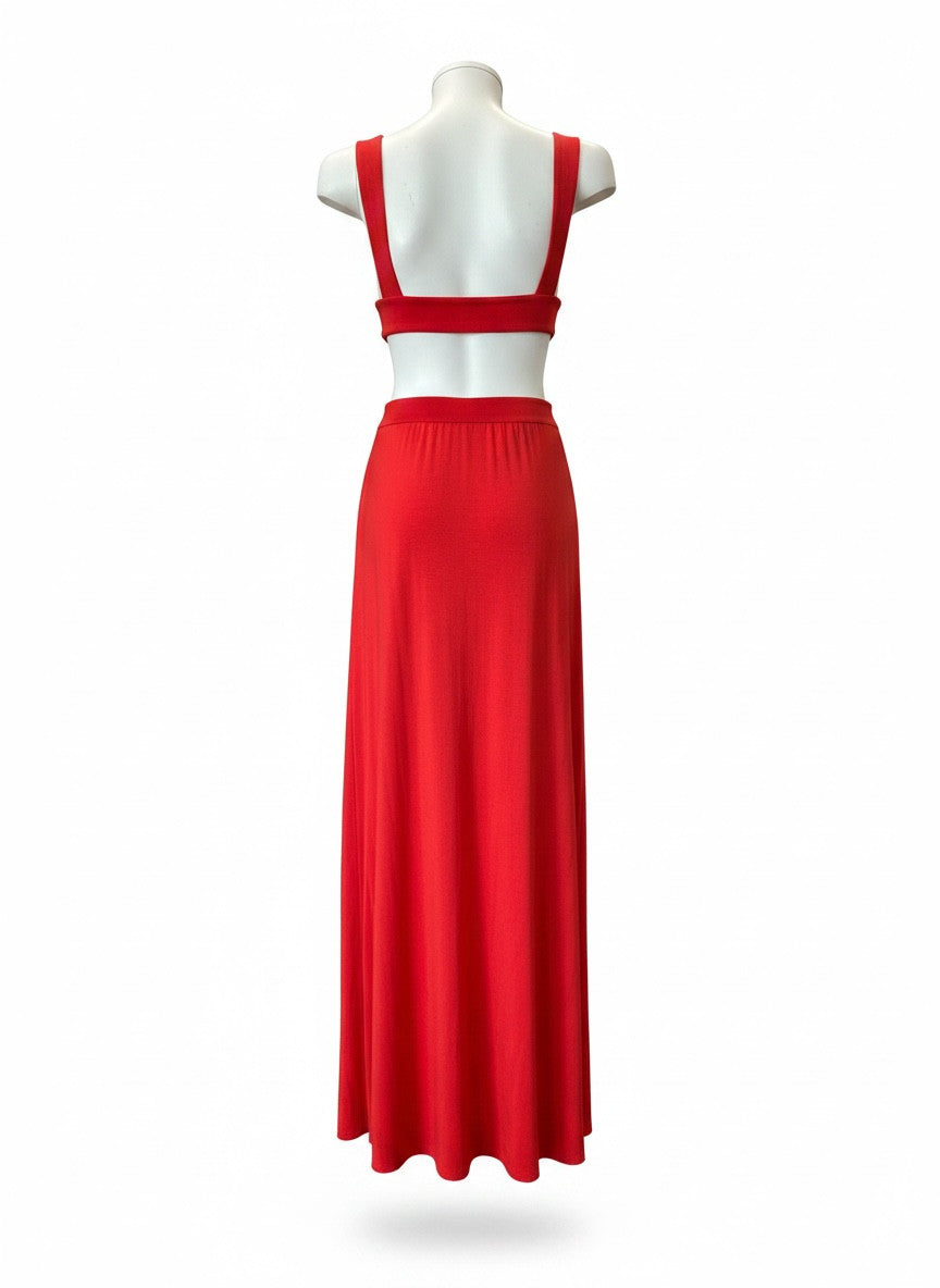 Rachel Pally Red Sleeveless Maxi Dress – Minimalist Luxury Evening Dress – Size Small