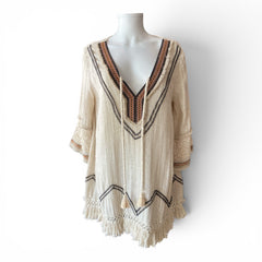 Raffaela D'Angelo Embroidered Cover-Up – Natural – Size S