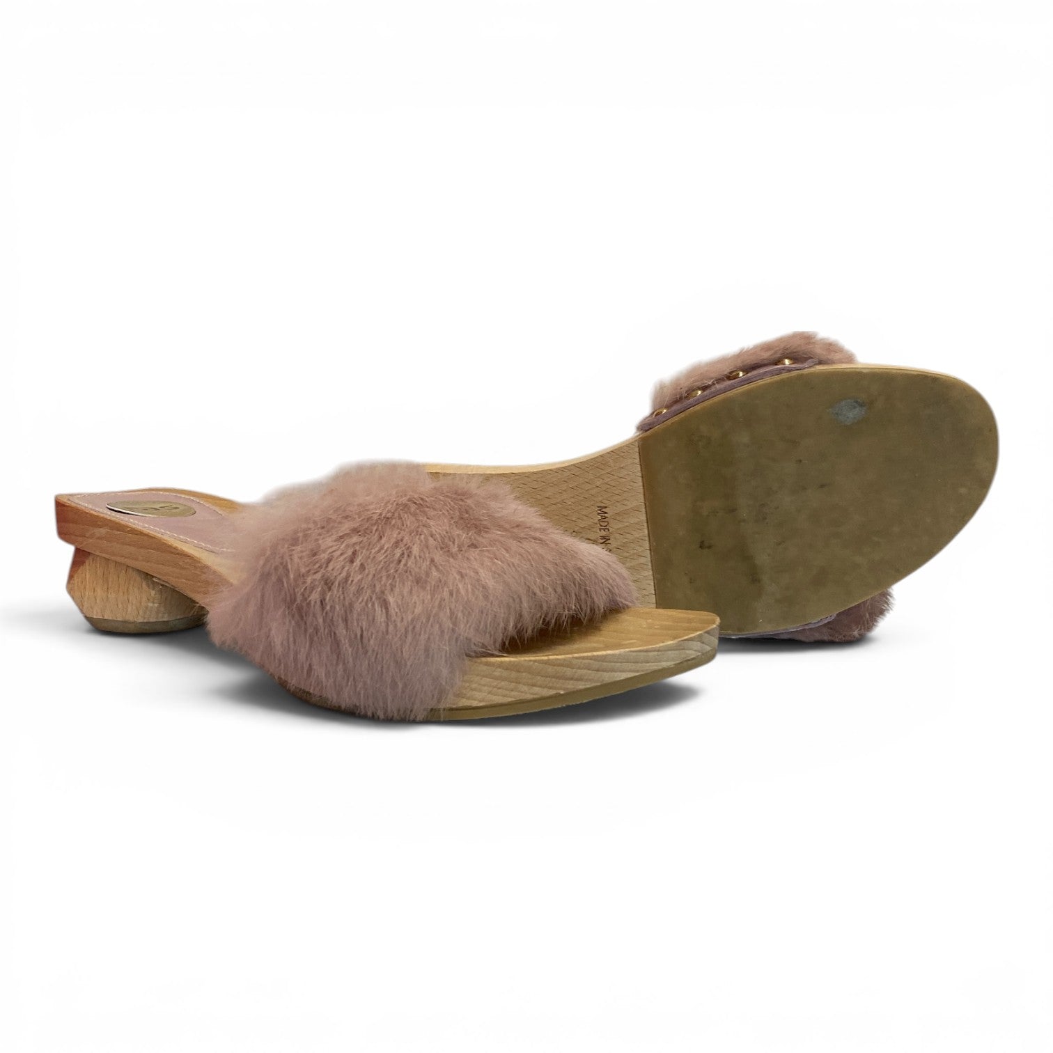 Ras Faux Fur Wooden Clogs – Size 39