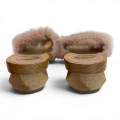 Ras Faux Fur Wooden Clogs – Size 39