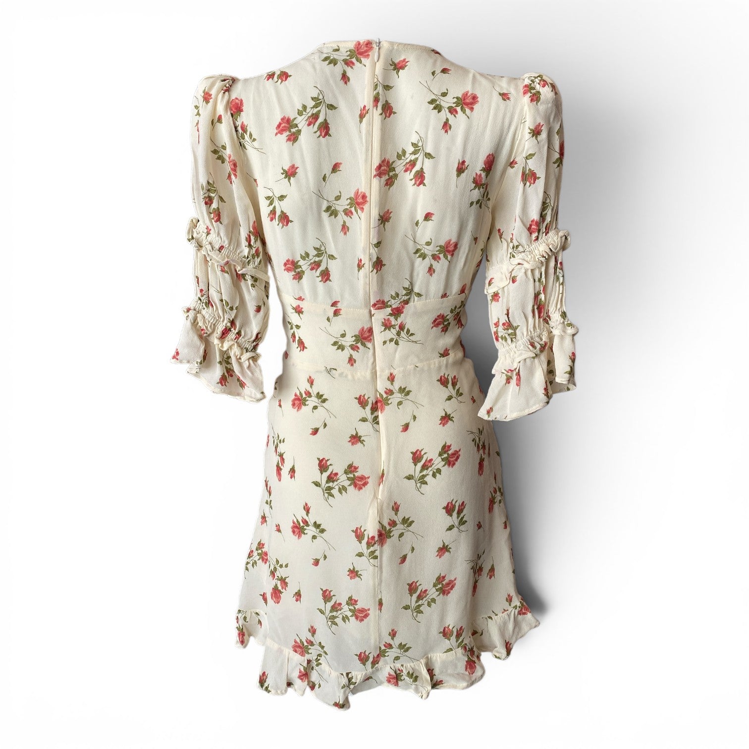 Reformation Alaina Floral Mini Dress – Ivory Rose Print