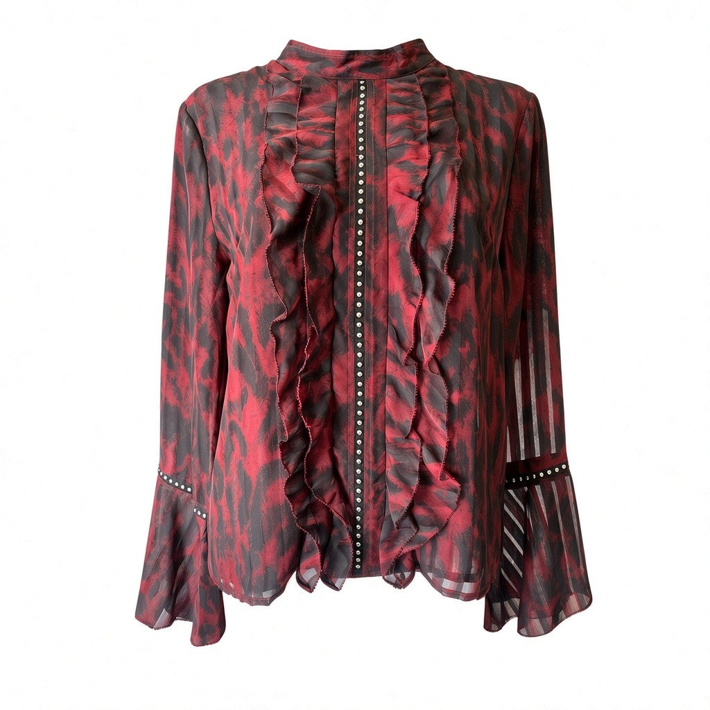 Religion Printed Blouse – Red & Black – Small