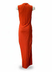 Roberto Cavalli Draped Snake Detail Maxi Dress – Burnt Orange – Size IT 48