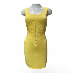 Roberto Cavalli Yellow Mini Dress with Belt – Size IT 42