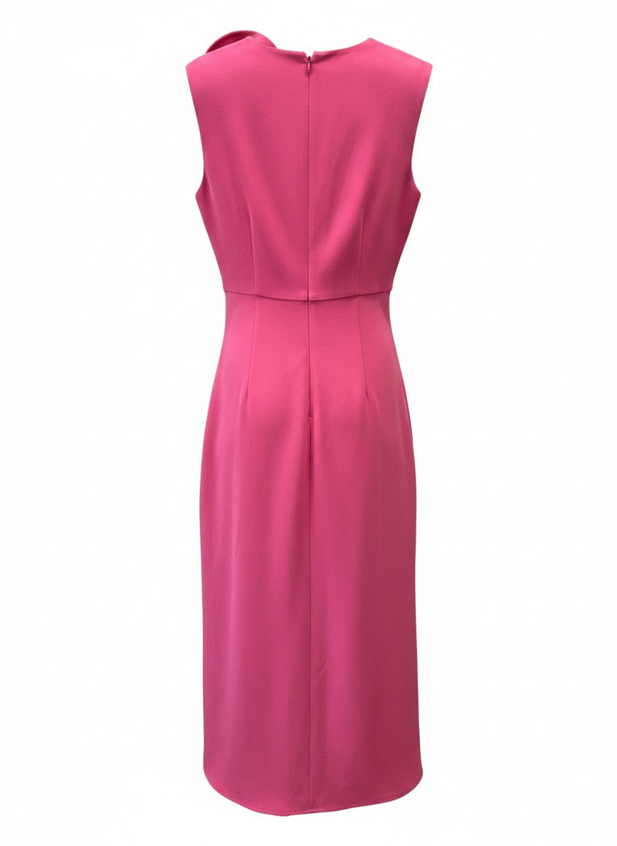 Roland Mouret Floral-Appliqué Cady Midi Dress – Fuchsia