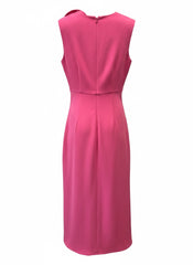 Roland Mouret Floral-Appliqué Cady Midi Dress – Fuchsia