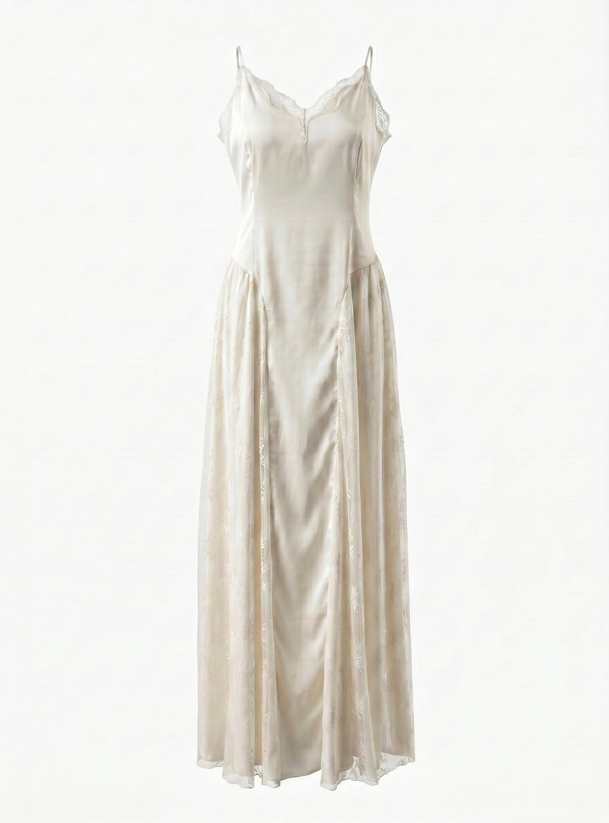 Rotate Birger Christensen Lace-Trim Satin Maxi Dress – Size 38