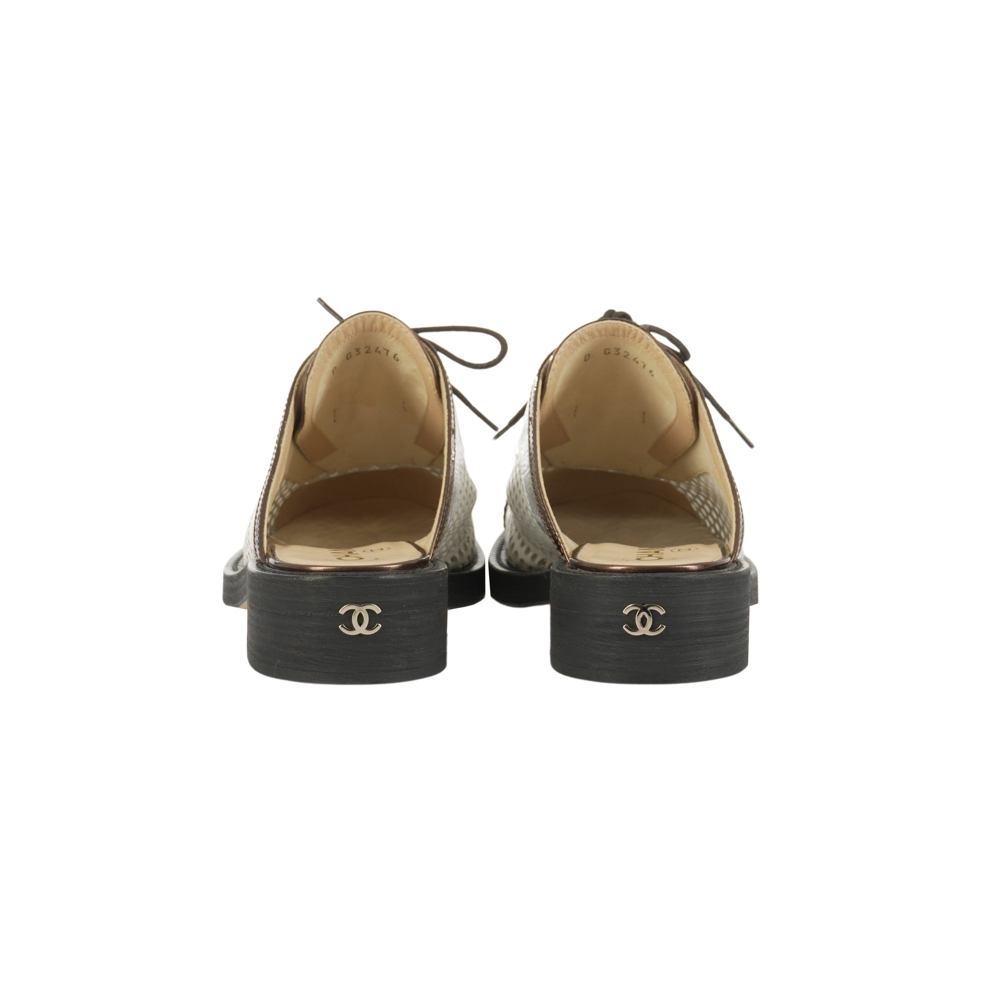 Chanel Lace up Mule Sandals