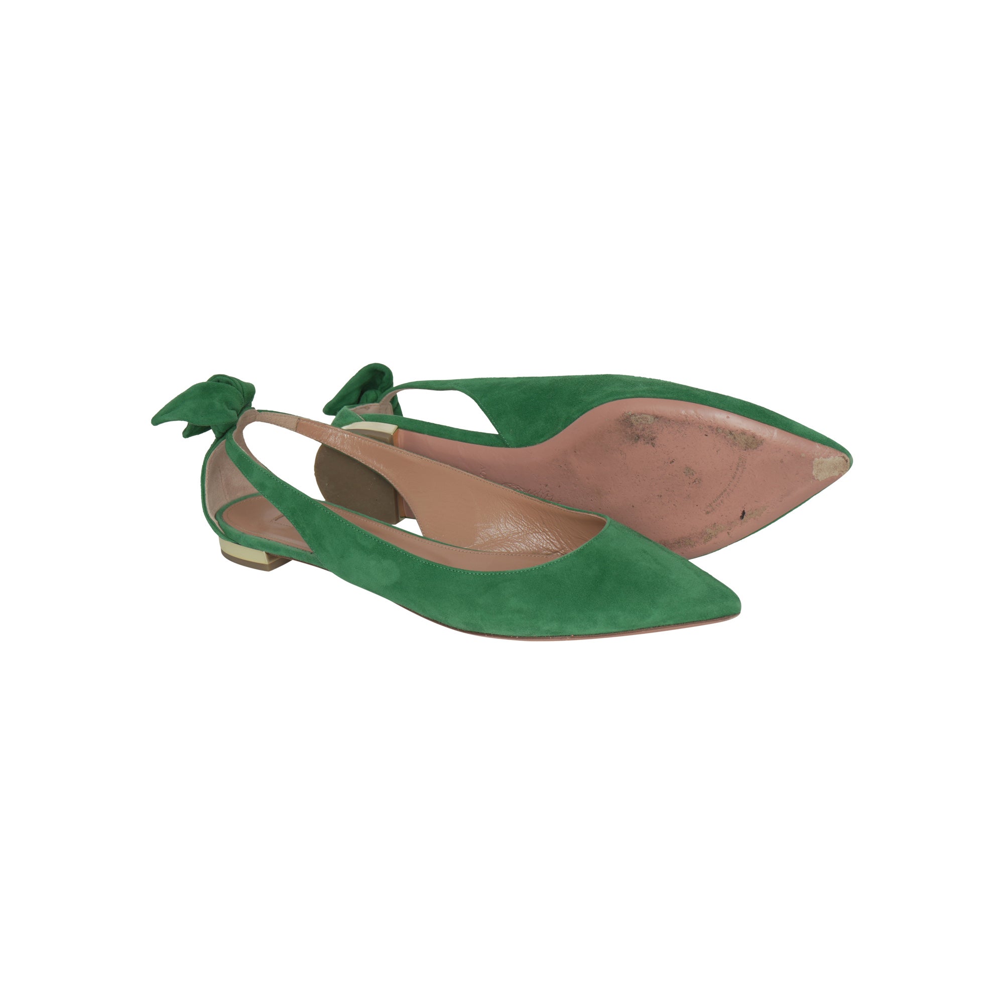 Aquazzura Bow Tie Suede Flats