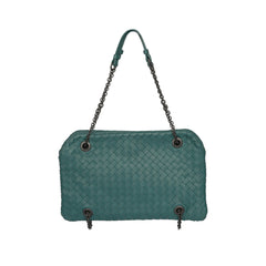 Bottega Veneta Teal Inrecciato Triple Compartment Shoulder Bag