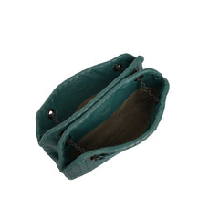 Bottega Veneta Teal Inrecciato Triple Compartment Shoulder Bag