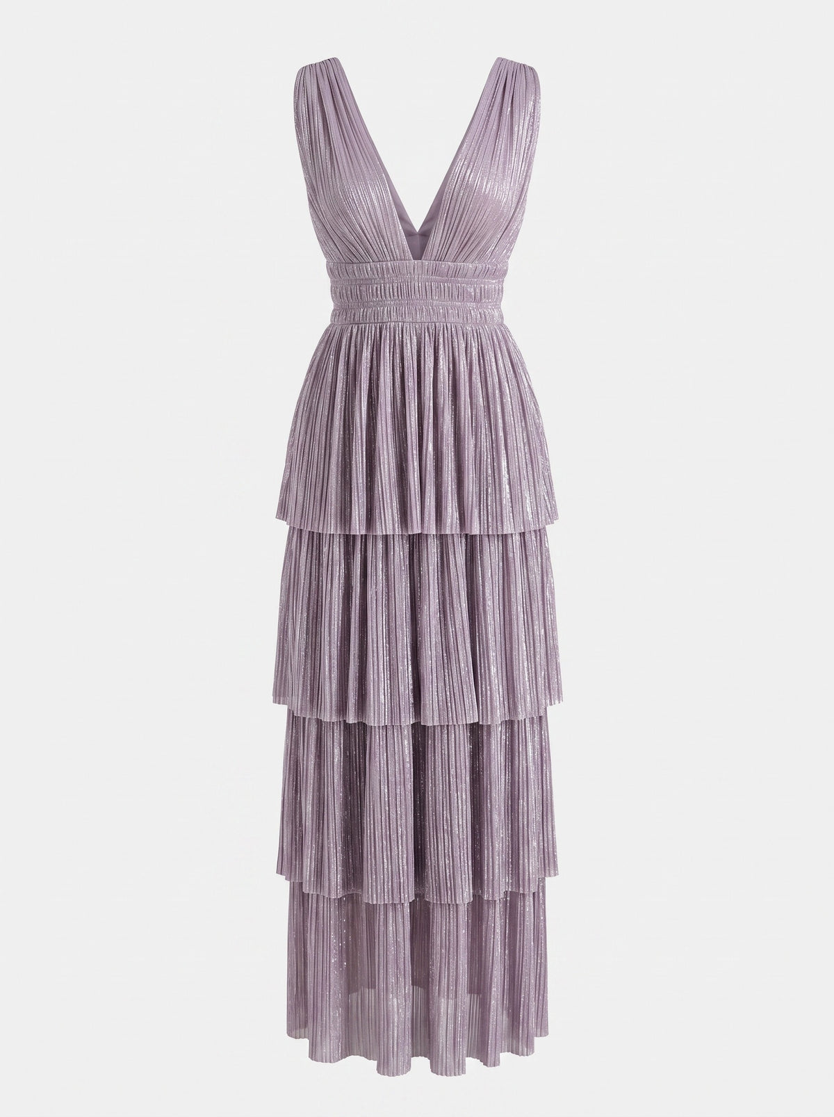 Sabina Musayev Metallic Pleated Dress Lavender – No Size Tag