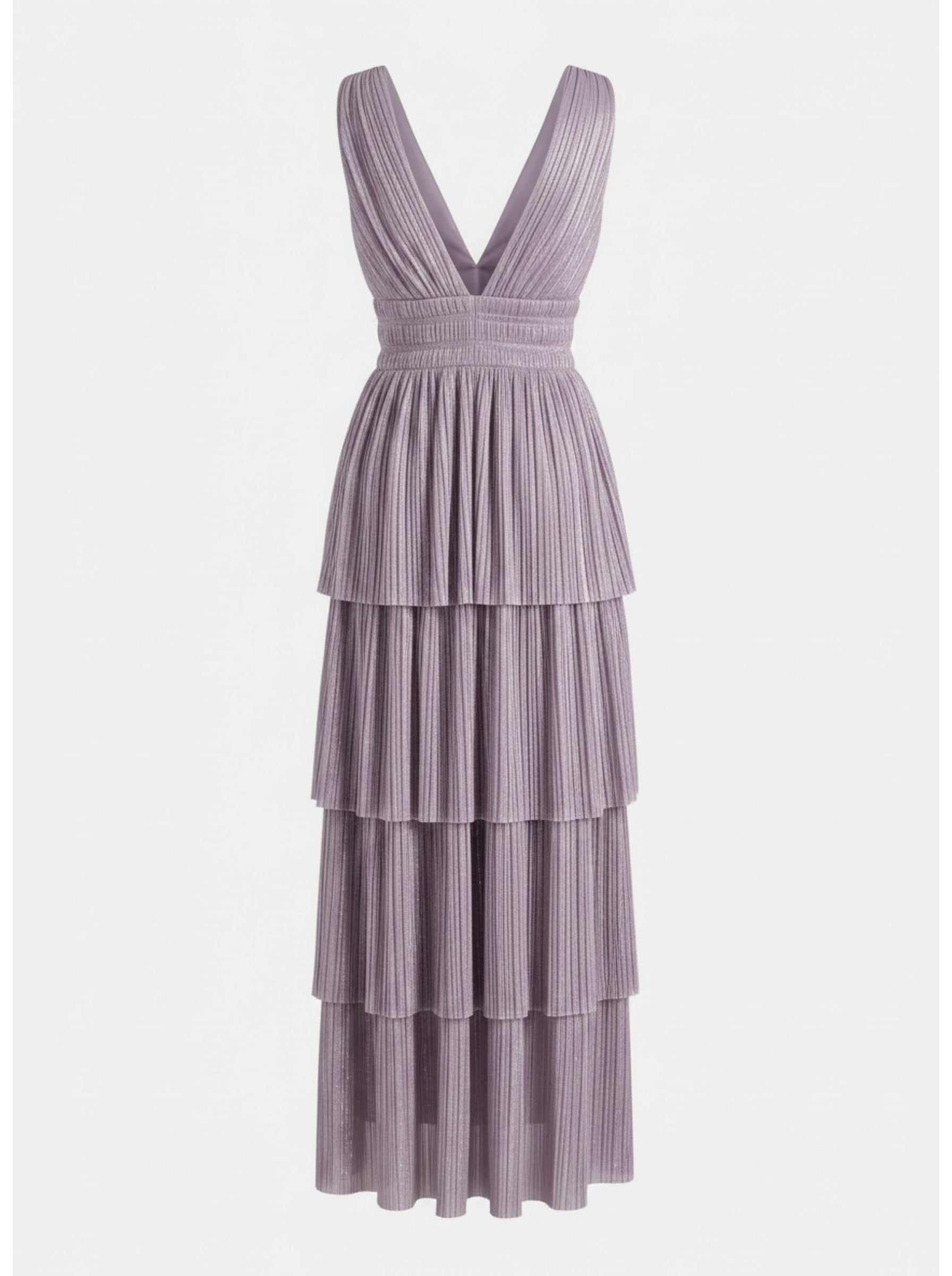 Sabina Musayev Metallic Pleated Dress Lavender – No Size Tag