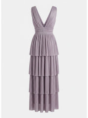 Sabina Musayev Metallic Pleated Dress Lavender – No Size Tag