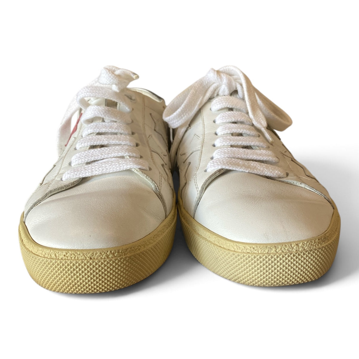 Saint Laurent Court Classic SL/06 Embossed Star Leather Sneakers – White – Size 37.5