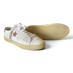 Saint Laurent Court Classic SL/06 Embossed Star Leather Sneakers – White – Size 37.5