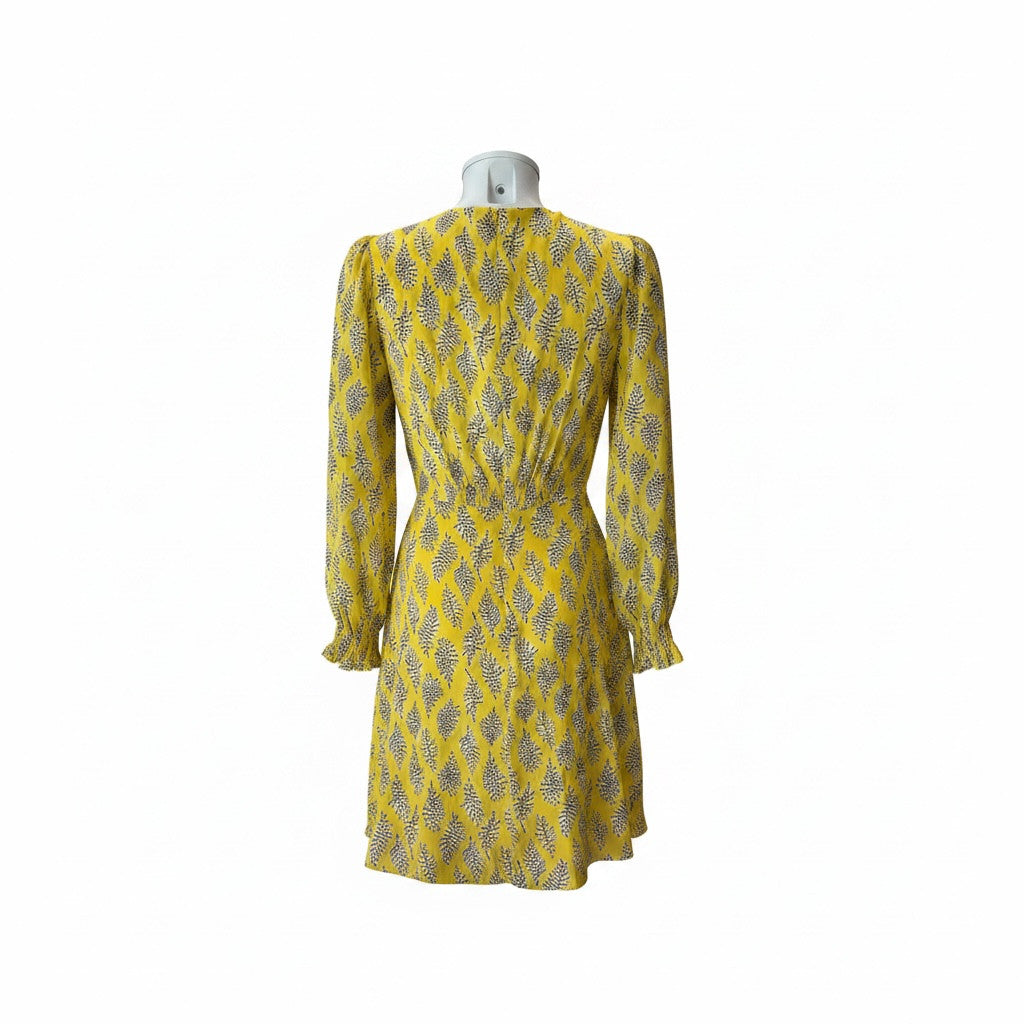 Saloni Eve Yellow Printed Silk Mini Dress – Size US 4
