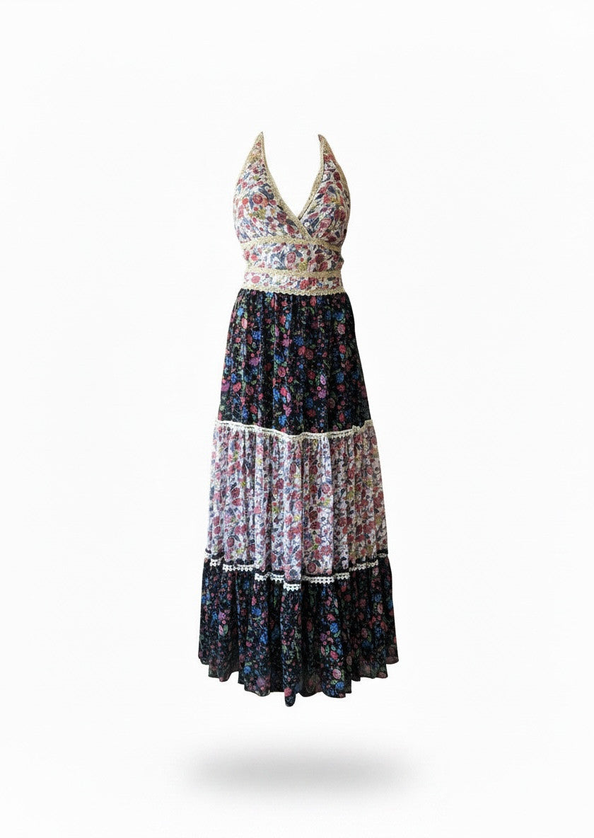 Salt & Soul Mixed Floral Tiered Maxi Dress - Size Small