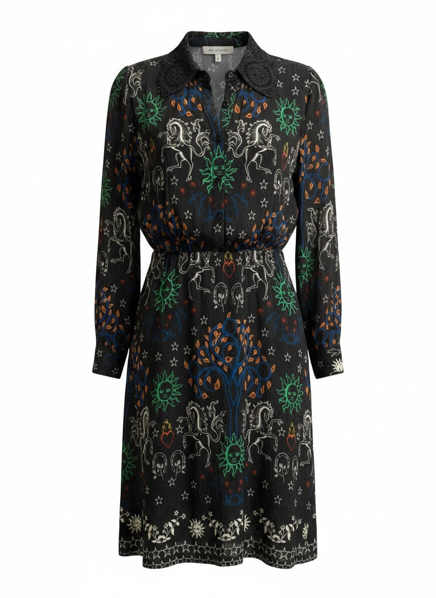 Sandro Celestial Print Shirt Dress - No Size Tag