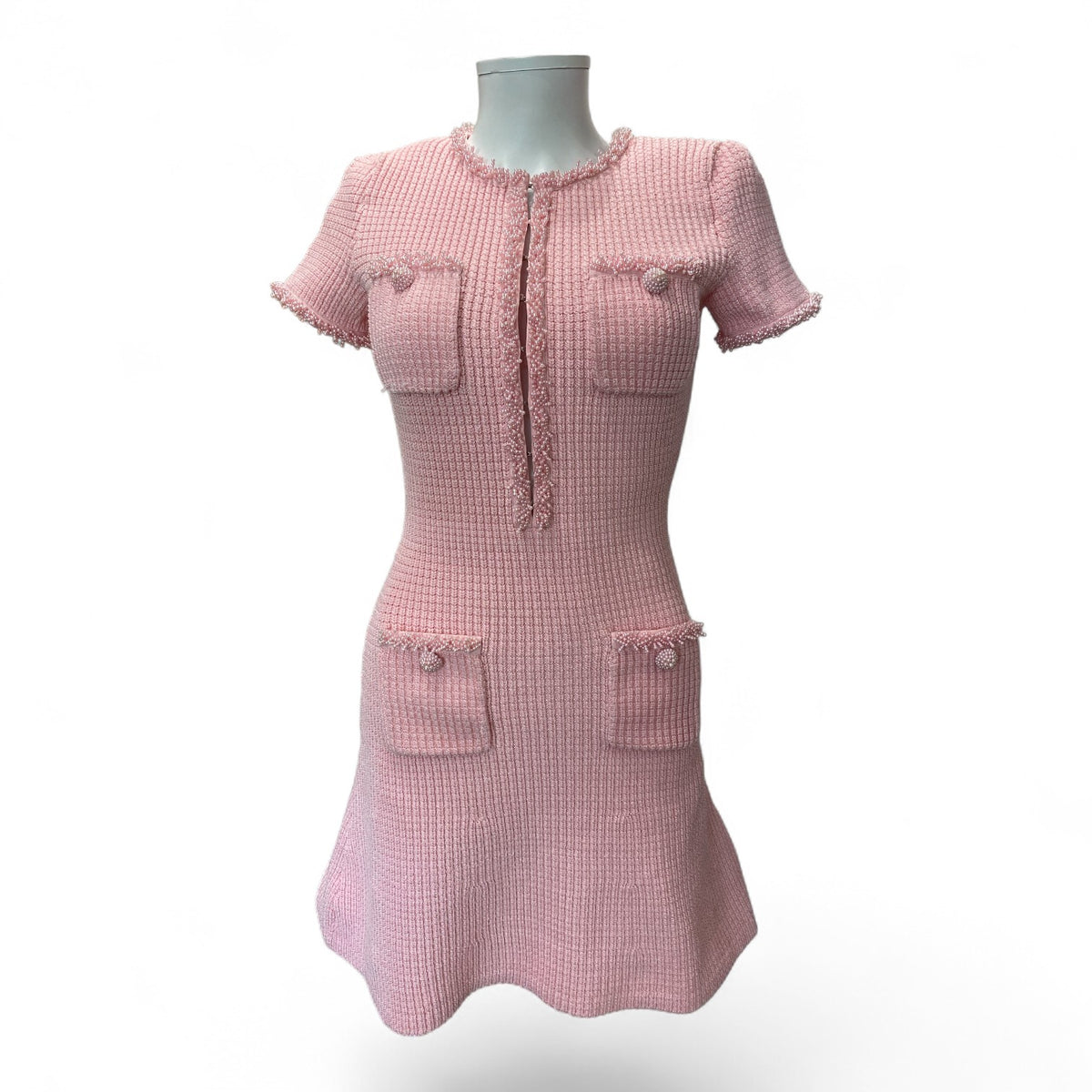 Self-Portrait Pink Knit Mini Dress – Size XS