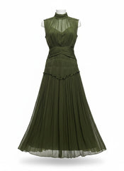 Shona Joy Olive Green Pleated Maxi Dress - Size US 4