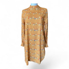 The Artisans Mustard Printed Midi Dress – Size Small
