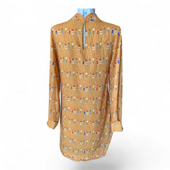 The Artisans Mustard Printed Midi Dress – Size Small