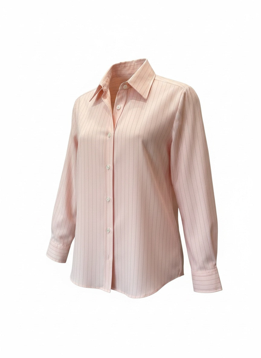 The Frankie Shop Georgia Fluid Shirt – Light Pink Pinstripe Button-Down Blouse