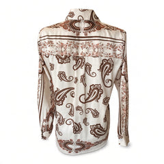Twenty 29 Beige & Brown Ornate Print Long-Sleeve Blouse – Size S