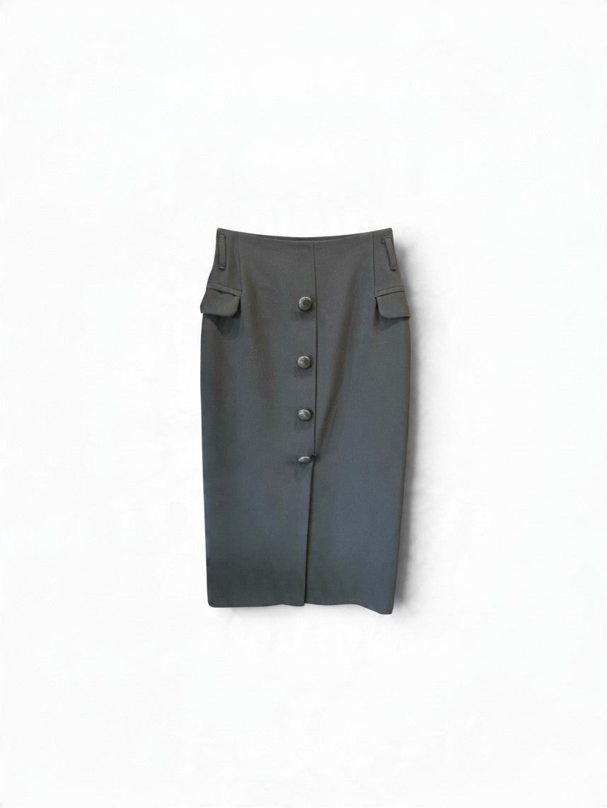 Twenty 29 Black High-Waisted Button-Front Pencil Skirt – Size S