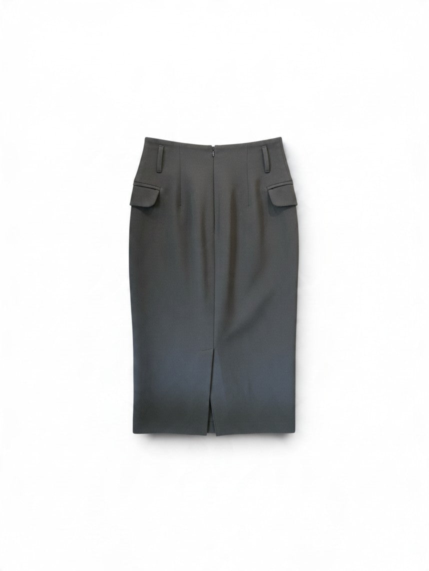Twenty 29 Black High-Waisted Button-Front Pencil Skirt – Size S