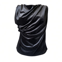 Twenty 29 Black Velvet Draped Sleeveless Blouse – Size M