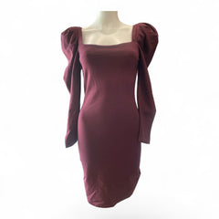 Twenty 29 Burgundy Puff-Sleeve Fitted Dress – Small