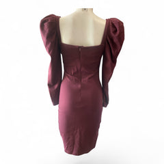 Twenty 29 Burgundy Puff-Sleeve Fitted Dress – Small