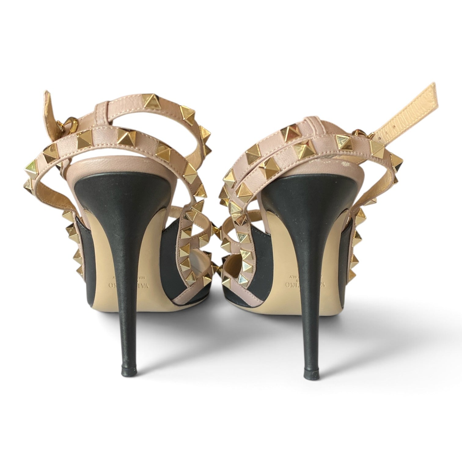 Valentino Garavani Rockstud Caged Leather Pumps – Black & Beige – Size 39