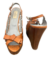 Valentino Garavani Brown Leather Wedge Sandals – Size EU 40