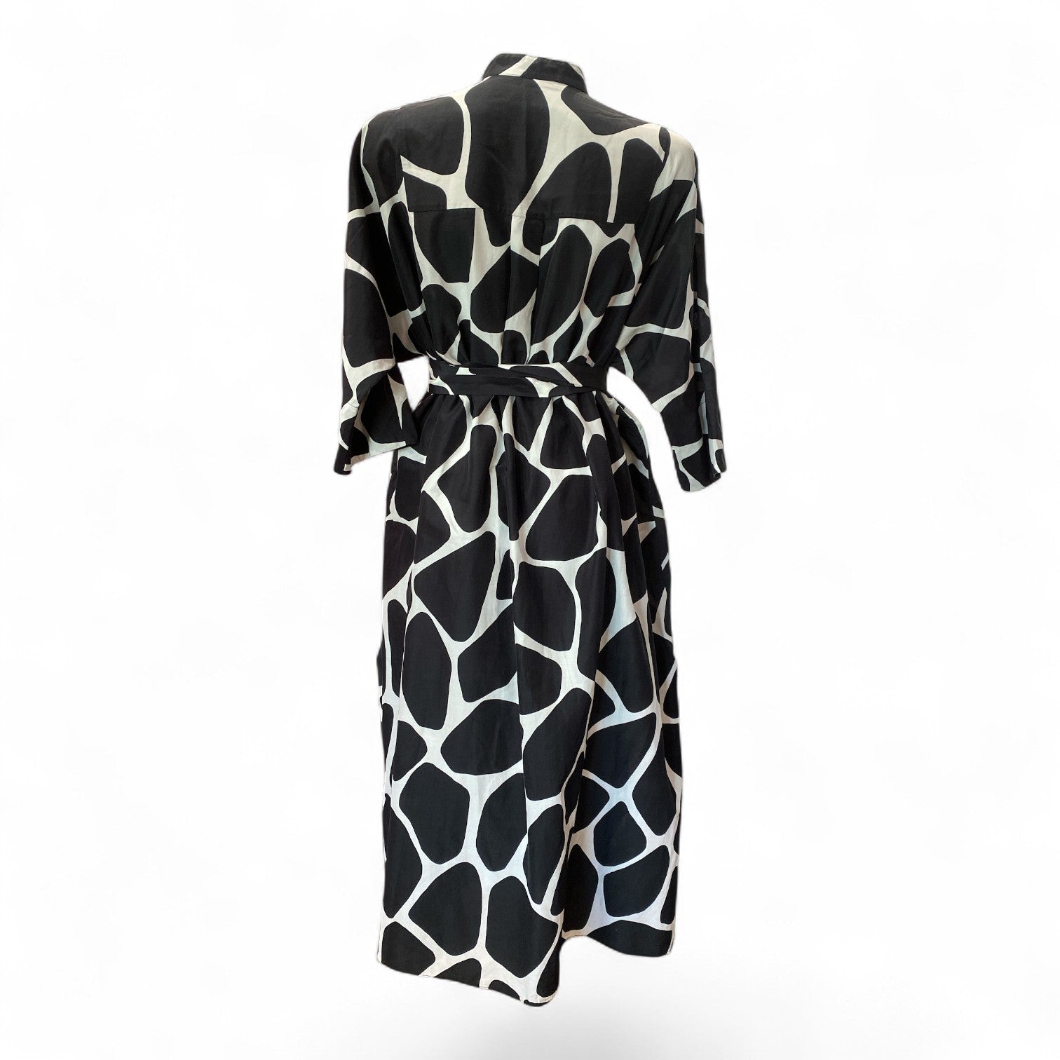 Valentino Printed Cotton & Silk Giraffe Midi Dress with Belt – Size 50
