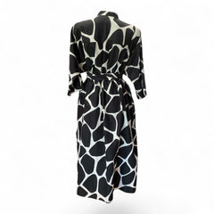Valentino Printed Cotton & Silk Giraffe Midi Dress with Belt – Size 50