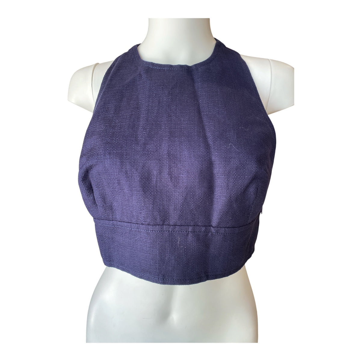 Valentino Cropped Knit Top Navy Blue – Size 40