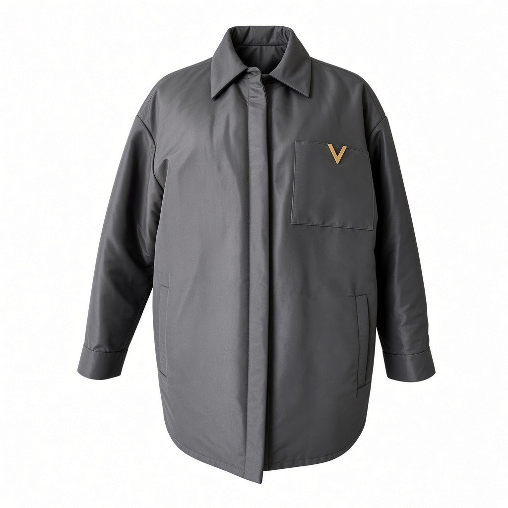 Valentino VLogo Nylon Shirt Jacket – Black – Size 44
