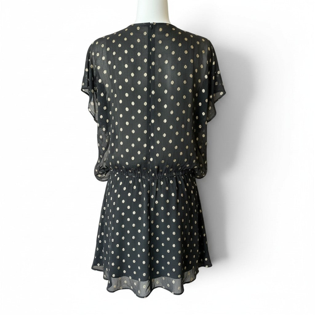 Vanessa Bruno Gold Polka Dot Mini Dress – Black – Size 36